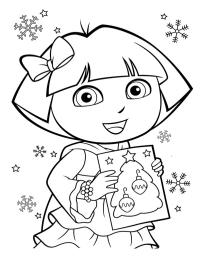 Dora avec une carte de Noël