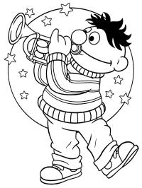 Ernie joue de la trompette