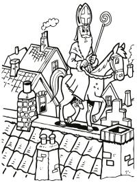 Cheval avec Saint-Nicolas traverse le toit