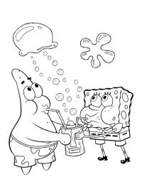 Patrick l'étoile et Bob l'éponge boivent de la limonade