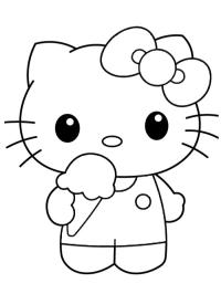 Hello Kitty mange une glace