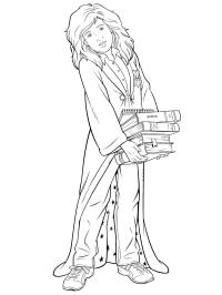 Hermione Granger avec des livres