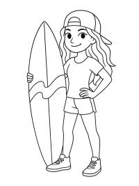 Fille avec planche de surf