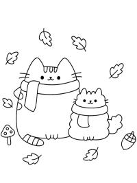 Pusheen et Stormy le chat en automne