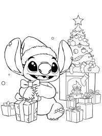 Stitch avec cadeaux de Noël