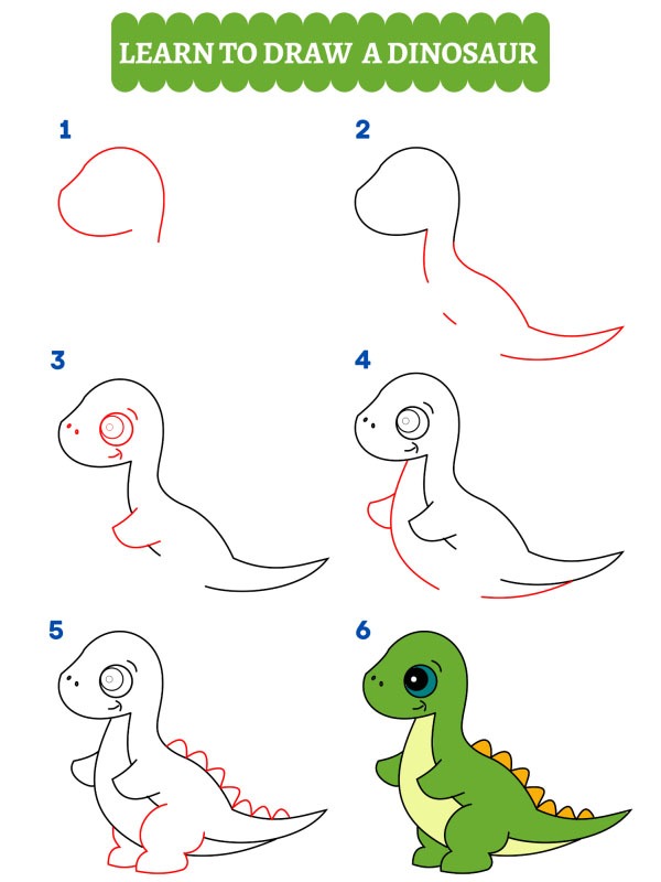 Comment dessiner un dinosaure mignon