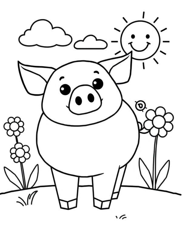 Cochon rigolo Coloriage