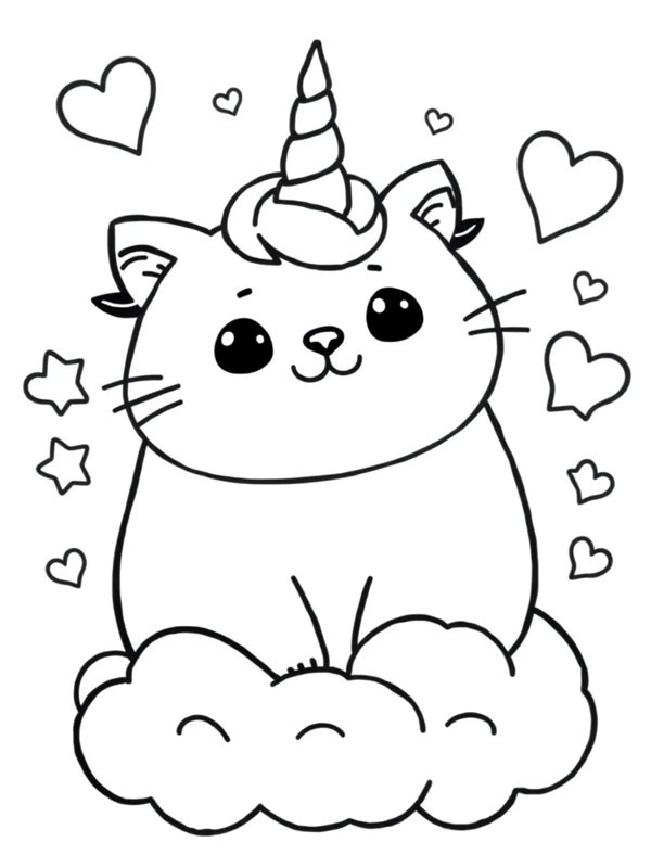 Pusheen Unicorn Coloriage