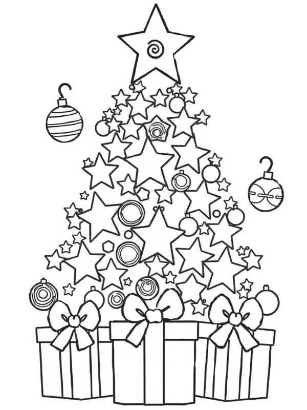 étoiles arbre de noël Coloriage