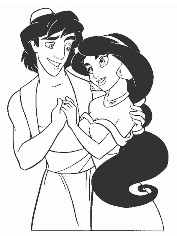 Aladdin et Jasmine Coloriage