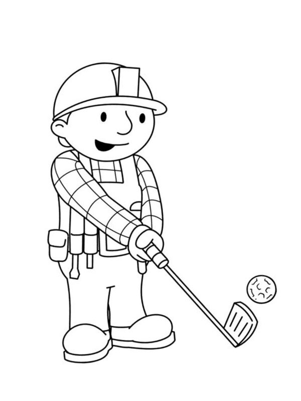 Bob le bricoleur joue au golf Coloriage