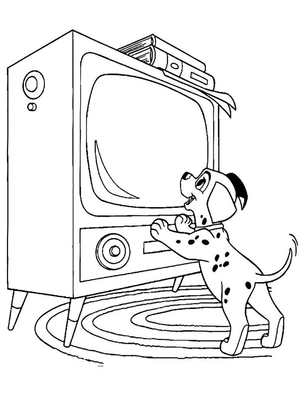 Dalmatien regarde la télévision Coloriage