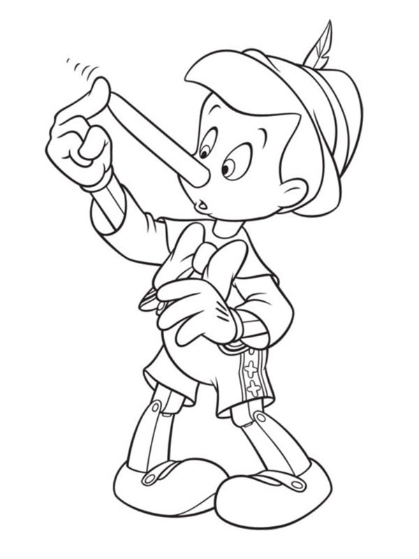 Le nez de Pinocchio grandit Coloriage