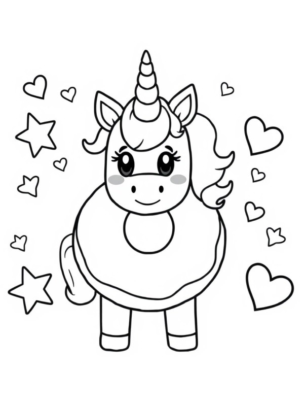 Donut licorne Coloriage