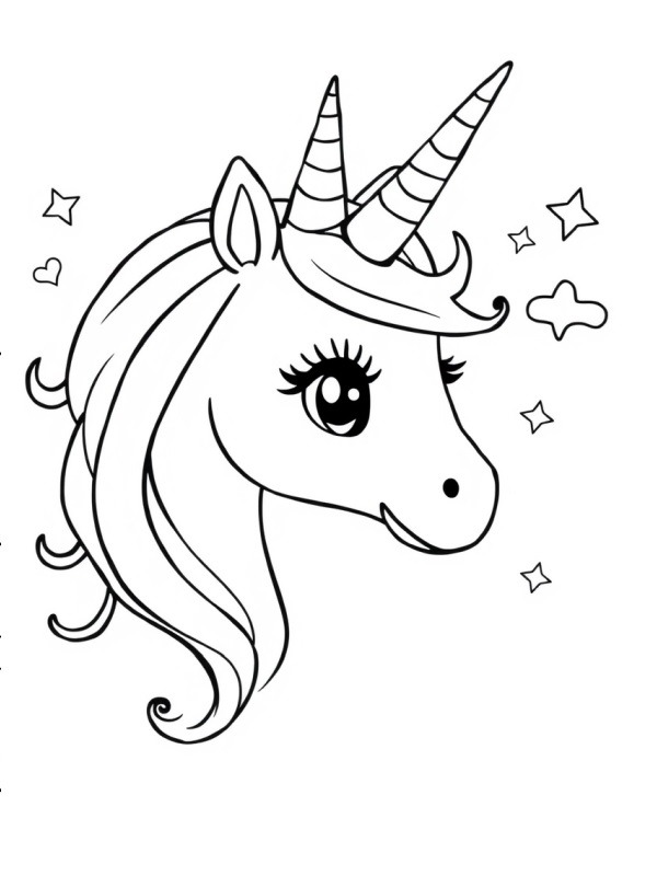 Tête licorne Coloriage