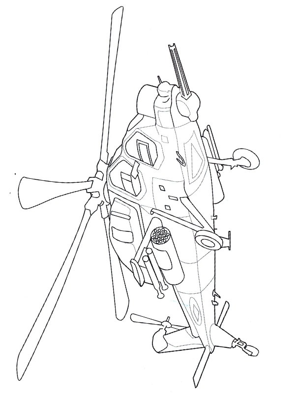 Hélicoptère de combat Coloriage