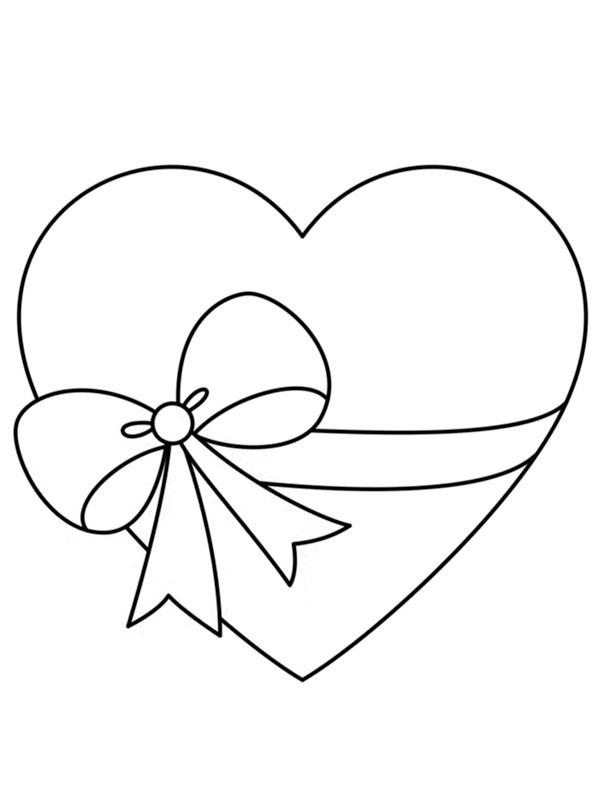 Coeur avec noeud Coloriage