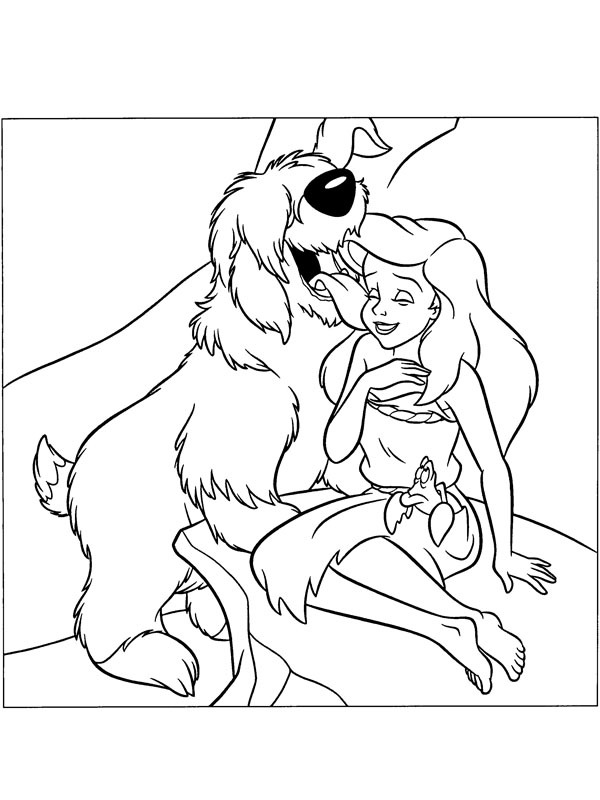 Chien Max et Ariel Coloriage