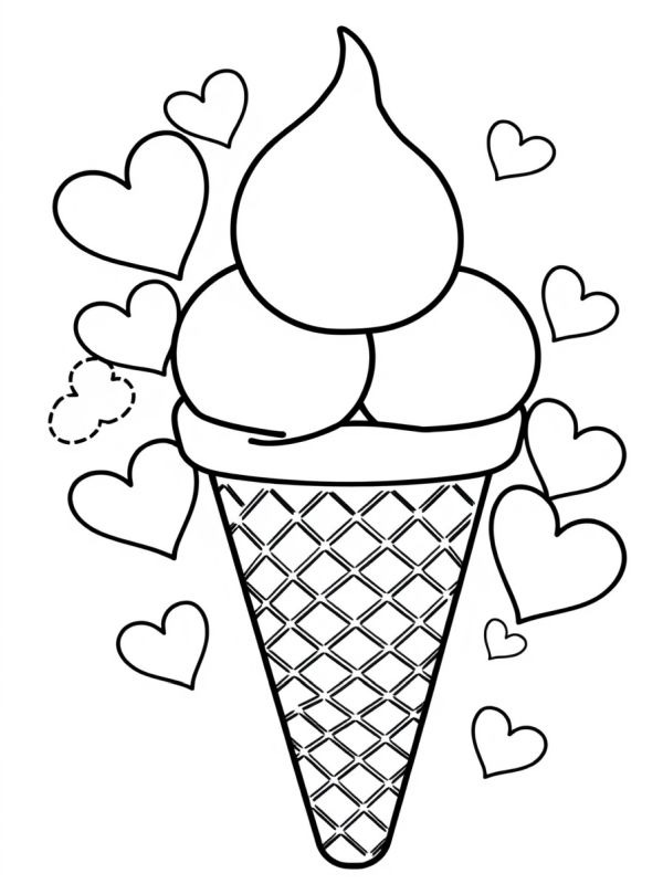 Glace avec des cœurs Coloriage