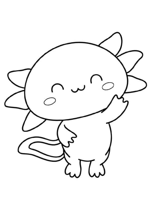 Kawaii Axolotl Coloriage