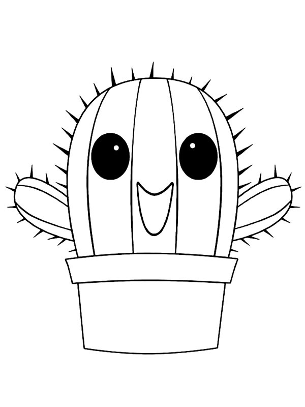 Kawaii cactus Coloriage