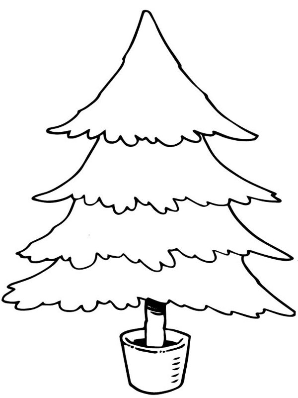 Arbre de Noël en pot Coloriage