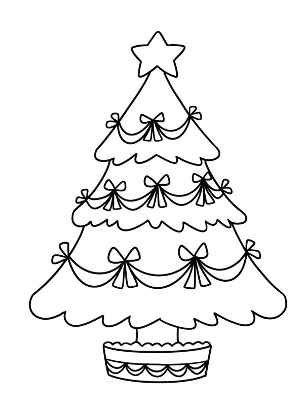 Sapin de Noël avec des nœuds de Noël Coloriage