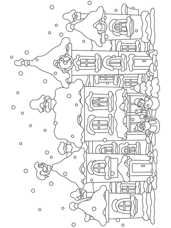 Village de Noël Coloriage