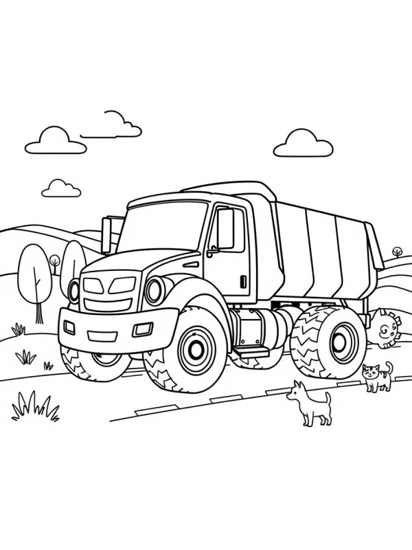 Camion benne Coloriage