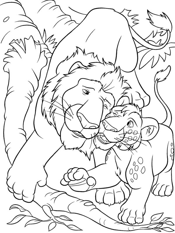 Le lion Samson et le lionceau Ryan Coloriage