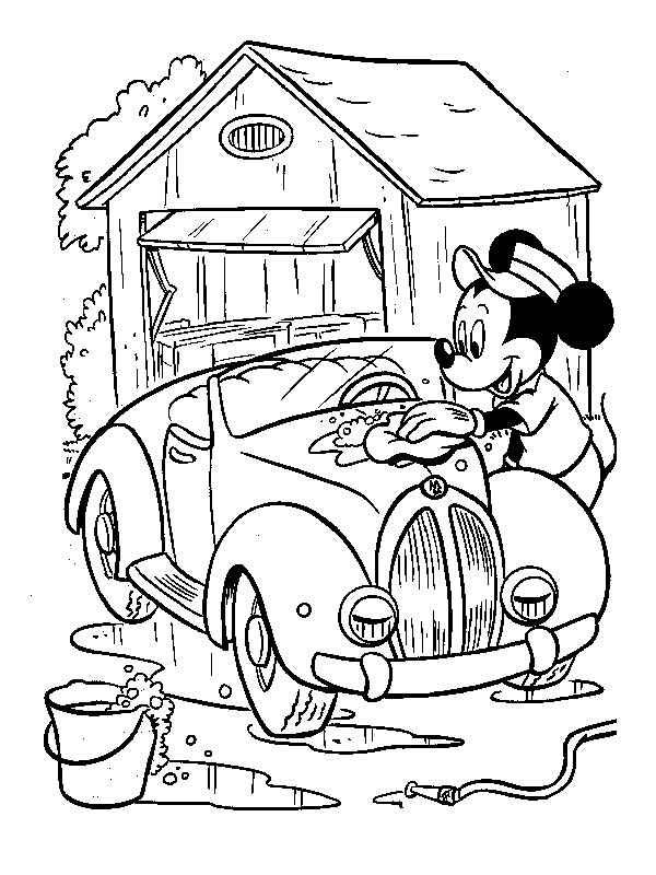 Coloriage Mickey en voiture! - Mickey Junior