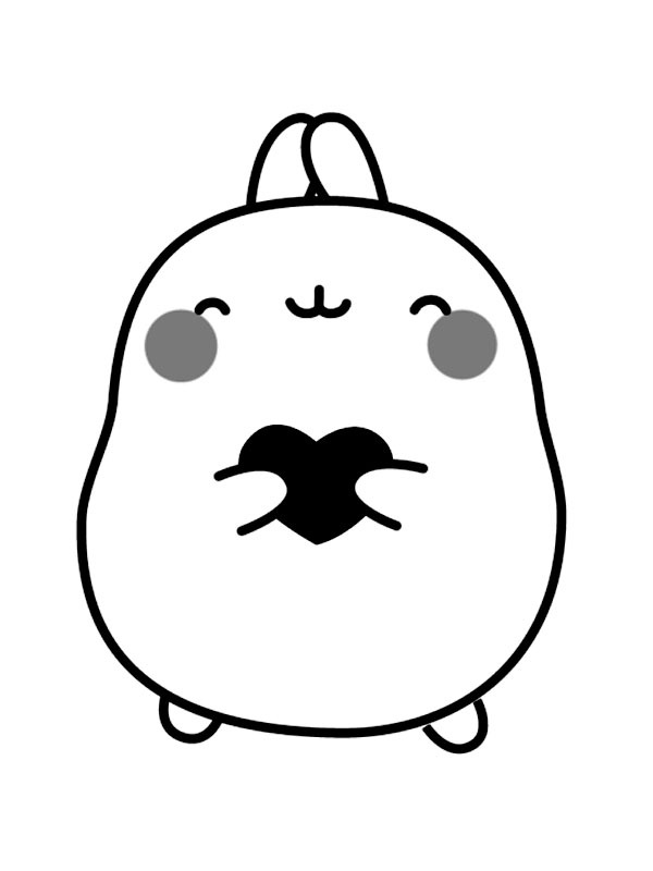 Molang tient un cœur Coloriage