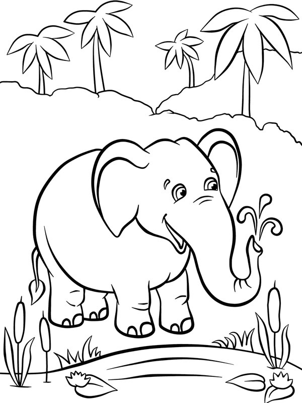 Coloriage Un Elephant Sous L Eau Dessin Elephant à imprimer
