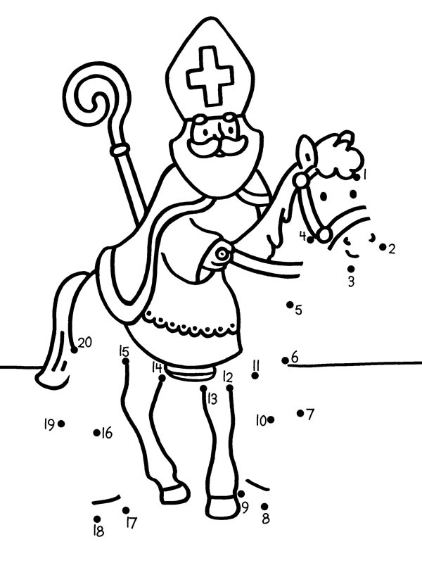 Dessine le cheval de Saint-Nicolas Coloriage