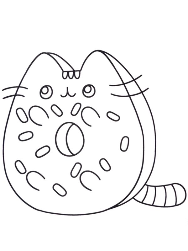 Pusheen donut Coloriage