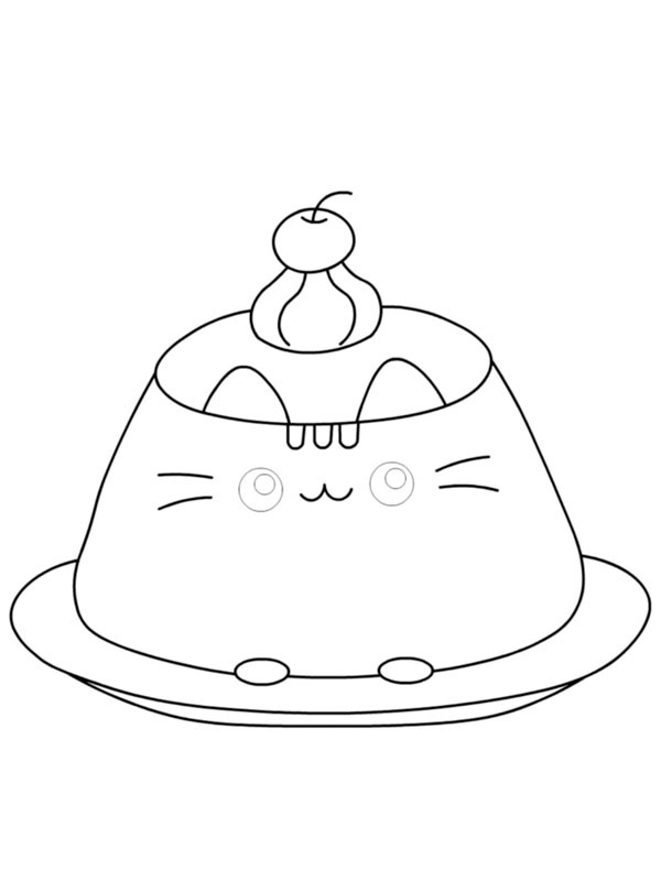 Flan au pudding Pusheen Coloriage