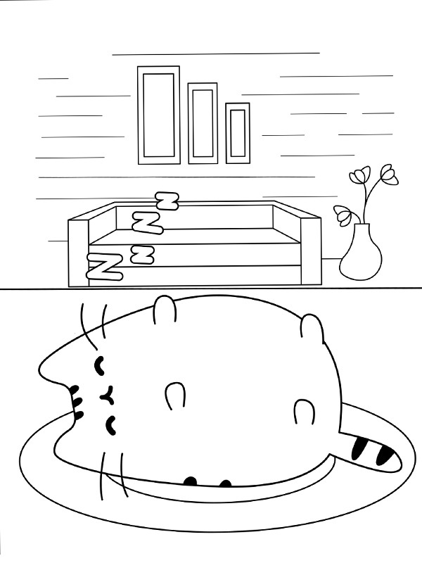 Pusheen dort Coloriage