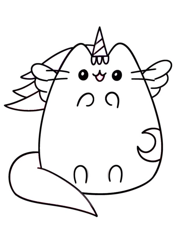 Pusheen en licorne Coloriage