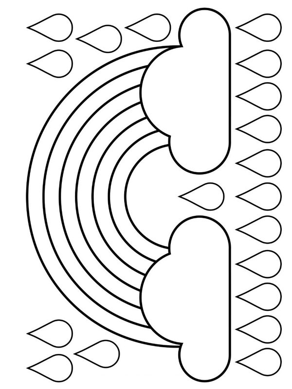 Gouttes de pluie et arc-en-ciel Coloriage