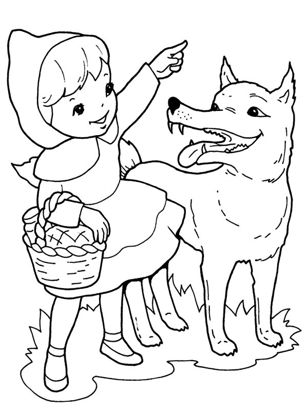 Le petit chaperon rouge et le loup Coloriage