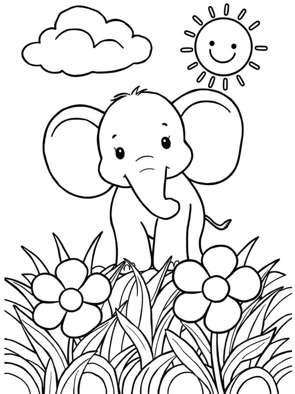 Eléphant mignon Coloriage