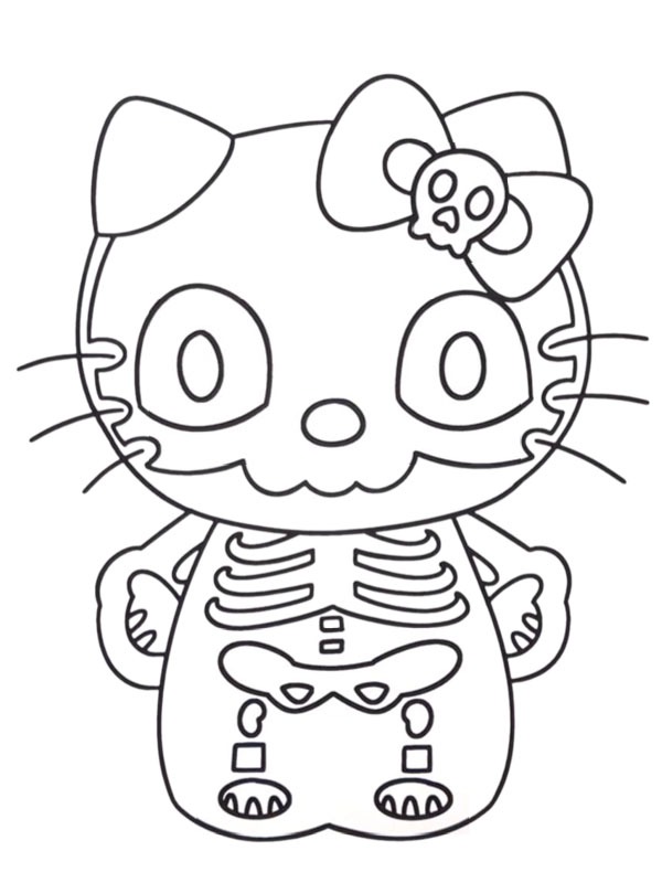 Squelette Hello Kitty Coloriage