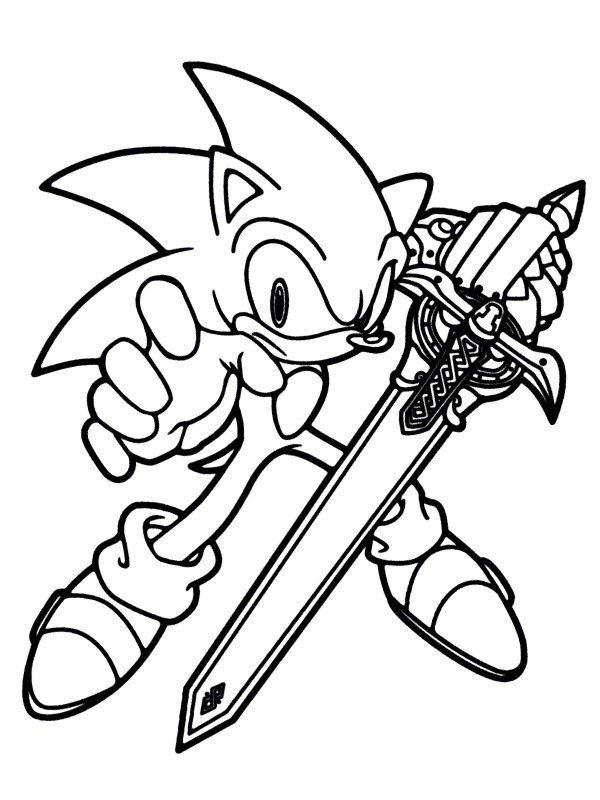 Sonic avec l'épée caliburn Coloriage