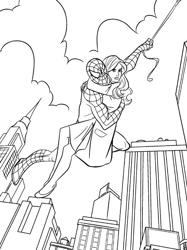 Spiderman et Mary Jane Coloriage