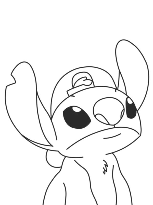 Stitch avec casquette Coloriage