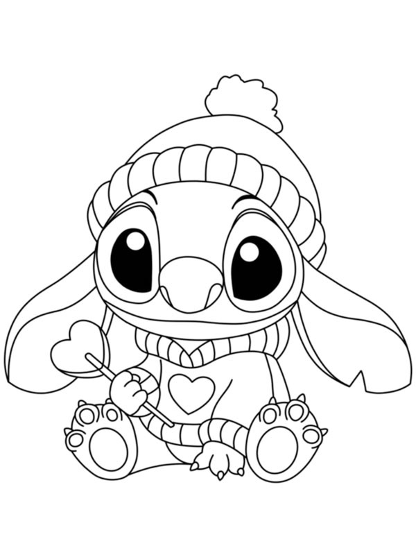 Stitch avec bonnet d'hiver Coloriage