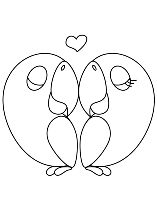 Oiseaux amoureux Coloriage