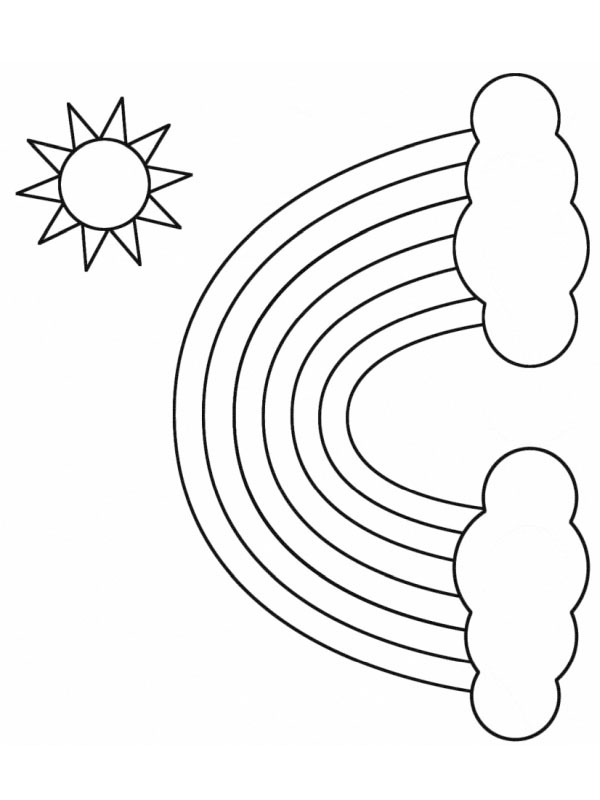 Soleil et arc en ciel Coloriage